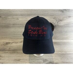 Vintage Plaque Isle State Park Hat Cap Blue Red Script Otto Flex L/XL